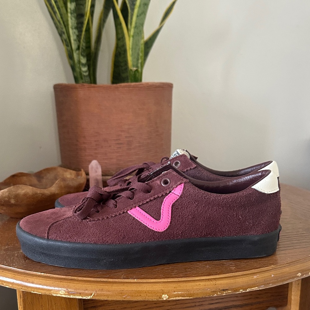 Vans Burgundy and Pink Suede Sneakers
